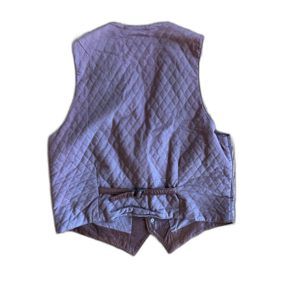 Vintage Villa Classico Brown Leather Button Up Vest Tank  Mens Size XL - Picture 4 of 9